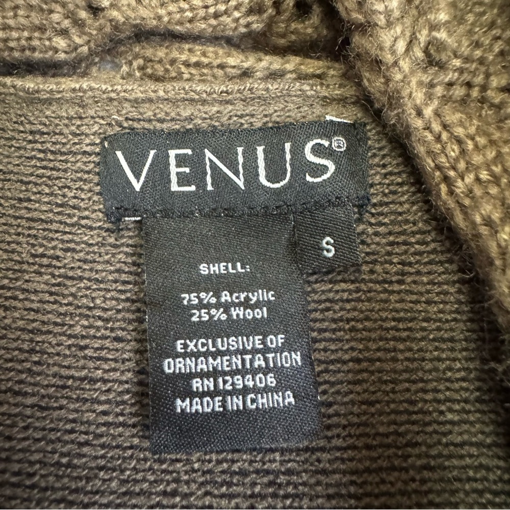 VENUS Brown Knit Cardigan Sweater with Buckle 
Size Small 
NWT
Crochet Trim - Picture 3 of 12